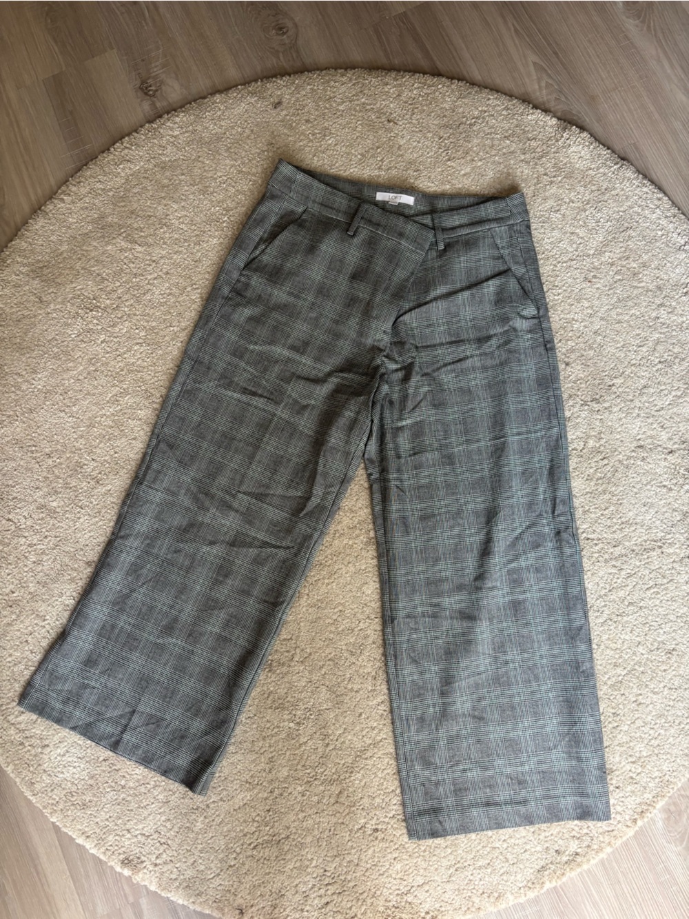 LOFT Plaid Dress Pants in Gray and Black hint of green